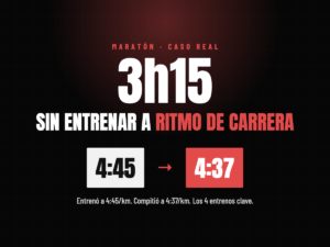 Maratón en 3h15 sin entrenar a ritmo de carrera: entrenos a 4:45/km y carrera a 4:37/km